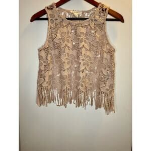 Forever 21 Crochet/Boho Dusty Rose Crop Top Size Small NWOT